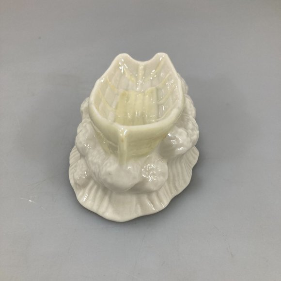 Belleek Boat Yellow Luster Open Salt Trinket Dish - Picture 2 of 5